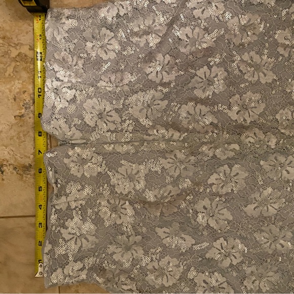 New York & Co. Eva Mendez Light Gray lace sequins skirt. Medium - Picture 7 of 9